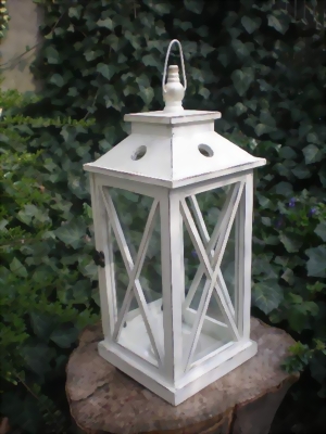 Landhausstil Shabby Chic Holz Windlicht Laterne